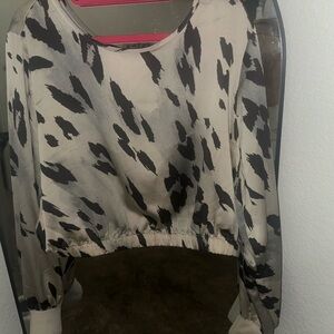 Express cropped Animal Print Top Blouse size Large